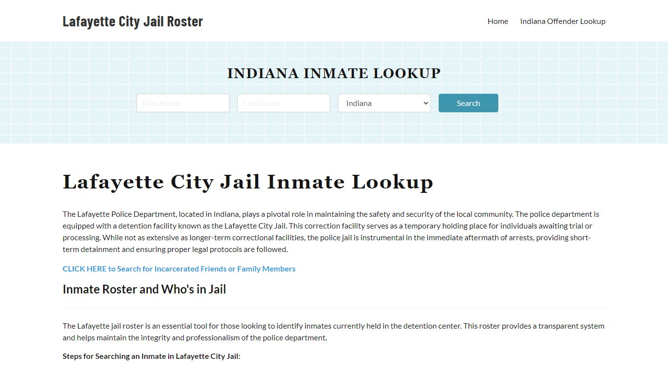 Lafayette Police Department & City Jail, IN Inmate Roster, Arrests ...
